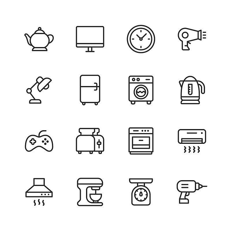 家用電器標(biāo)志符號(hào)圖標(biāo)設(shè)計(jì) 電插頭、多功能炊具與咖啡機(jī)的視覺語言